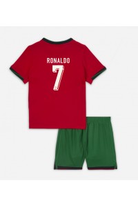 Portugali Cristiano Ronaldo #7 Jalkapallovaatteet Lasten Kotipeliasu EM-Kisat 2024 Lyhythihainen (+ Lyhyet housut)